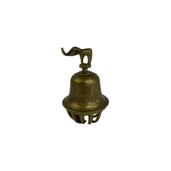Antique Brass Asian Bell Elephant Trunk Up Good Luck Ball - Picture 1 of 9